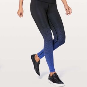 Lululemon Wunder Under blue ombré speckle leggings